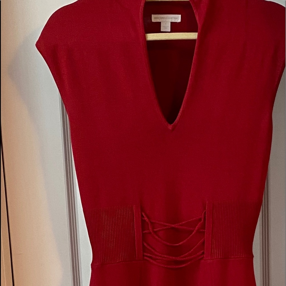 Red stretchy dress knee length